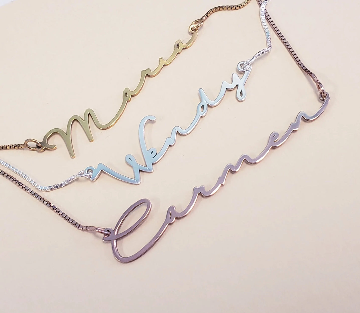Sterling Silver Signature Thin and Dainty Personalized Name Necklace